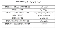 تقویم آموزشی در نیمسال دوم 1404-1403